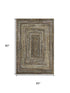5' X 8' Brown Beige And Gold Geometric Washable Area Rug With UV Protection