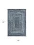 5' X 8' Blue And Gray Geometric Washable Area Rug With UV Protection