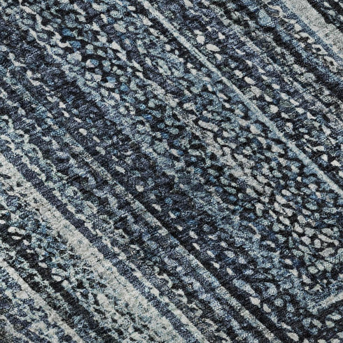 5' X 8' Blue And Gray Geometric Washable Area Rug With UV Protection