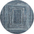 8' Blue And Gray Geometric Washable Round Rug With UV Protection