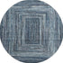 8' Blue And Gray Geometric Washable Round Rug With UV Protection