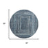 8' Blue And Gray Geometric Washable Round Rug With UV Protection
