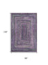 8' X 10' Purple And Gray Geometric Washable Area Rug With UV Protection