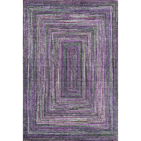8' X 10' Purple And Gray Geometric Washable Area Rug With UV Protection