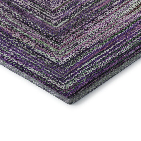 8' X 10' Purple And Gray Geometric Washable Area Rug With UV Protection