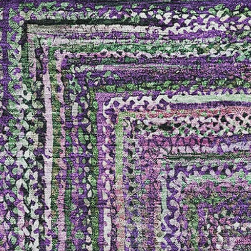 8' X 10' Purple And Gray Geometric Washable Area Rug With UV Protection