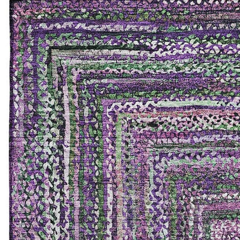 8' X 10' Purple And Gray Geometric Washable Area Rug With UV Protection