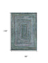 8' X 10' Teal And Brown Geometric Washable Area Rug With UV Protection