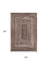 5' X 8' Terra Cotta And Beige Geometric Washable Area Rug With UV Protection