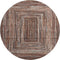 8' Terra Cotta And Beige Geometric Washable Round Rug With UV Protection