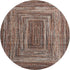 8' Terra Cotta And Beige Geometric Washable Round Rug With UV Protection