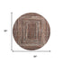 8' Terra Cotta And Beige Geometric Washable Round Rug With UV Protection