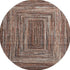8' Terra Cotta And Beige Geometric Washable Round Rug With UV Protection