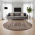 8' Terra Cotta And Beige Geometric Washable Round Rug With UV Protection