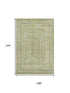 9' X 12' Artichoke Green And Blue Geometric Washable Area Rug With UV Protection