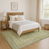 9' X 12' Artichoke Green And Blue Geometric Washable Area Rug With UV Protection
