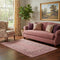 5' X 8' Blush And Beige Oriental Washable Area Rug With UV Protection