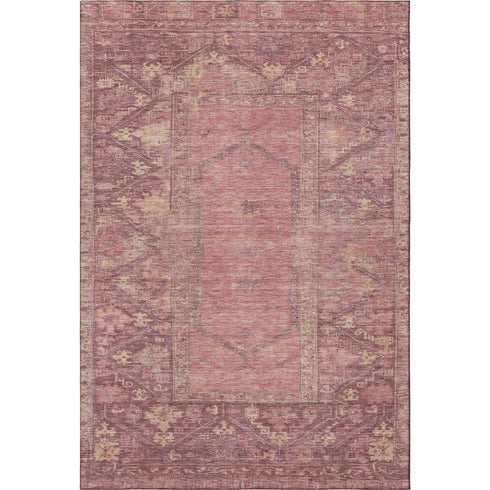 5' X 8' Blush And Beige Oriental Washable Area Rug With UV Protection