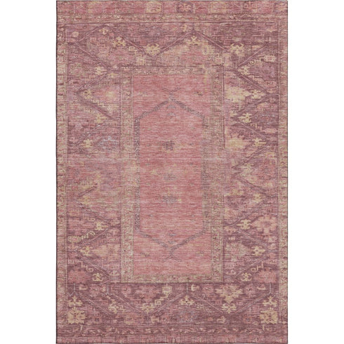 8' X 10' Blush And Beige Oriental Washable Area Rug With UV Protection