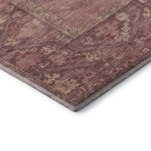 8' X 10' Blush And Beige Oriental Washable Area Rug With UV Protection