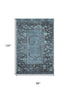 8' X 10' Blue And Charcoal Oriental Washable Area Rug With UV Protection
