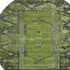 8' Olive Green And Charcoal Oriental Washable Round Rug With UV Protection