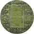 8' Olive Green And Charcoal Oriental Washable Round Rug With UV Protection