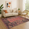 9' X 12' Salmon And Charcoal Oriental Washable Area Rug With UV Protection
