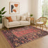 9' X 12' Salmon And Charcoal Oriental Washable Area Rug With UV Protection