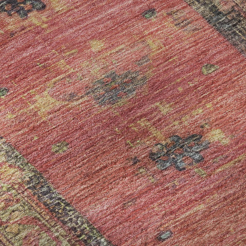 9' X 12' Salmon And Charcoal Oriental Washable Area Rug With UV Protection