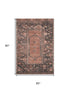 5' X 8' Terra Cotta And Charcoal Oriental Washable Area Rug With UV Protection