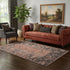 5' X 8' Terra Cotta And Charcoal Oriental Washable Area Rug With UV Protection