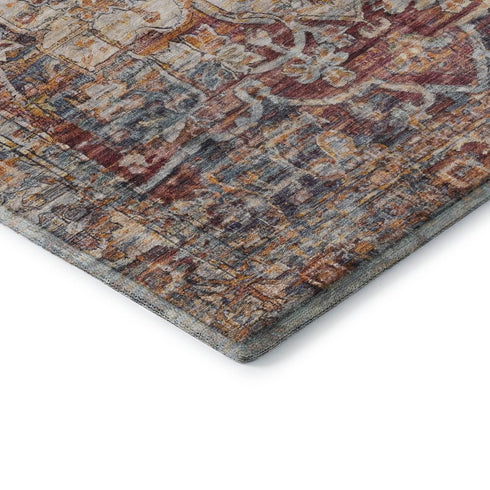 8' X 10' Copper Gray And Ivory Oriental Washable Area Rug With UV Protection