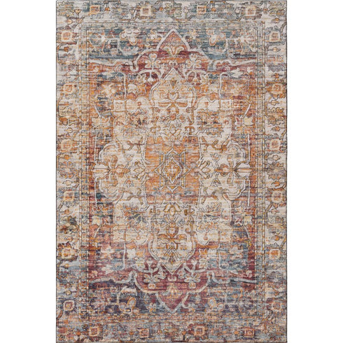8' X 10' Copper Gray And Ivory Oriental Washable Area Rug With UV Protection