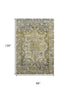8' X 10' Pewter Gold And Ivory Oriental Washable Area Rug With UV Protection