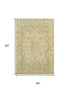 5' X 8' Tan Gold And Ivory Oriental Washable Area Rug With UV Protection