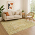 8' X 10' Tan Gold And Ivory Oriental Washable Area Rug With UV Protection