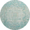 8' Teal Ivory And Beige Oriental Washable Round Rug With UV Protection