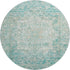 8' Teal Ivory And Beige Oriental Washable Round Rug With UV Protection