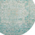 8' Teal Ivory And Beige Oriental Washable Round Rug With UV Protection