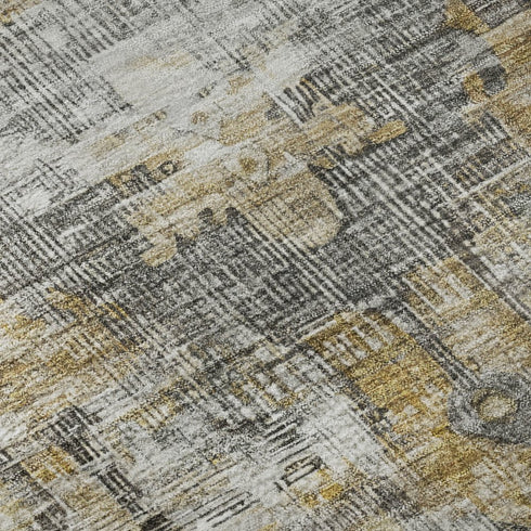 5' X 8' Brown Gray And Silver Oriental Washable Area Rug With UV Protection