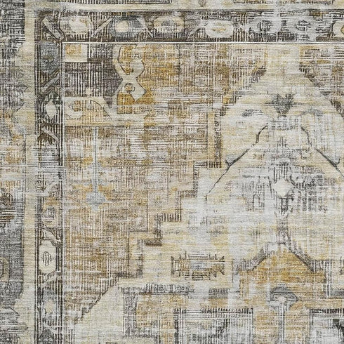 8' X 10' Brown Gray And Silver Oriental Washable Area Rug With UV Protection