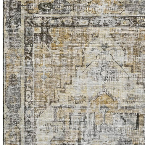 8' X 10' Brown Gray And Silver Oriental Washable Area Rug With UV Protection
