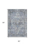 5' X 8' Blue And Gray Oriental Washable Area Rug With UV Protection