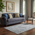 5' X 8' Blue And Gray Oriental Washable Area Rug With UV Protection