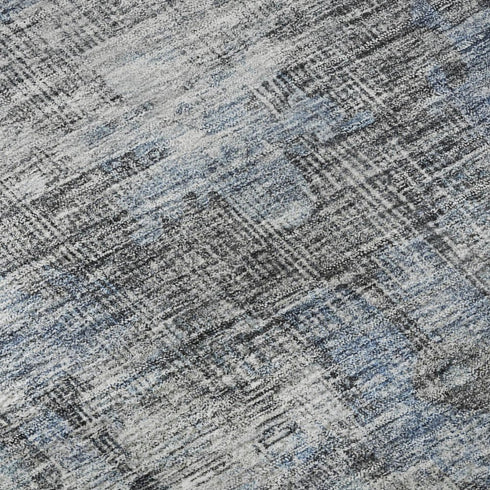 5' X 8' Blue And Gray Oriental Washable Area Rug With UV Protection