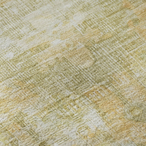 5' X 8' Gold And Ivory Oriental Washable Area Rug With UV Protection