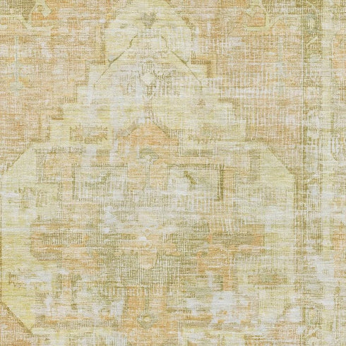 5' X 8' Gold And Ivory Oriental Washable Area Rug With UV Protection