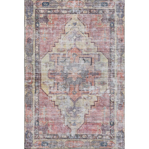 8' X 10' Rust Gray And Gold Oriental Washable Area Rug With UV Protection