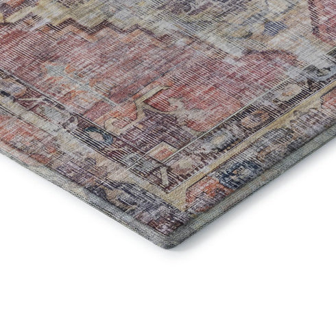 8' X 10' Rust Gray And Gold Oriental Washable Area Rug With UV Protection